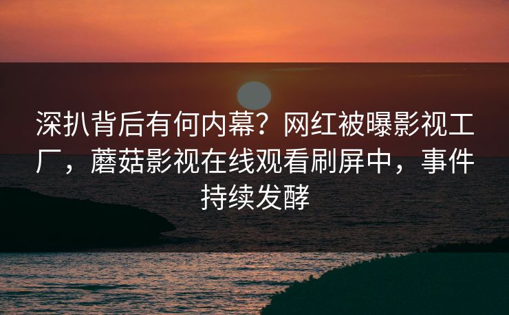 深扒背后有何内幕？网红被曝影视工厂，蘑菇影视在线观看刷屏中，事件持续发酵