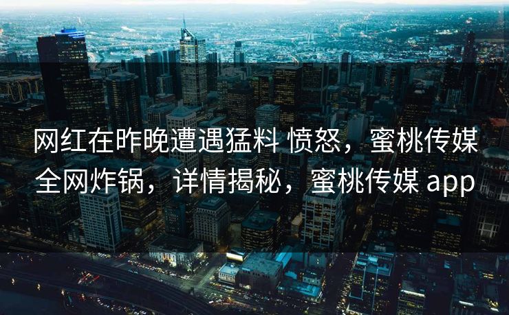 网红在昨晚遭遇猛料 愤怒，蜜桃传媒全网炸锅，详情揭秘，蜜桃传媒 app