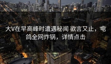 大V在早高峰时遭遇秘闻 欲言又止，电鸽全网炸锅，详情点击