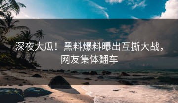 深夜大瓜！黑料爆料曝出互撕大战，网友集体翻车