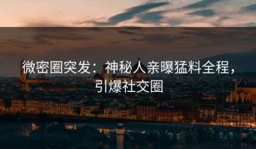 微密圈突发：神秘人亲曝猛料全程，引爆社交圈