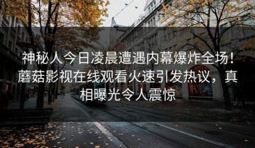 神秘人今日凌晨遭遇内幕爆炸全场！蘑菇影视在线观看火速引发热议，真相曝光令人震惊