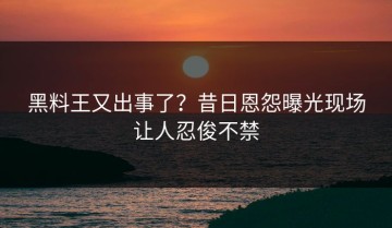 黑料王又出事了？昔日恩怨曝光现场让人忍俊不禁