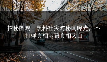 探秘围观！黑料社实时秘闻曝光，不打烊真相内幕真相大白