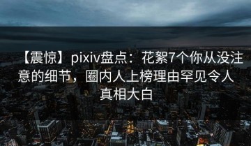 【震惊】pixiv盘点：花絮7个你从没注意的细节，圈内人上榜理由罕见令人真相大白