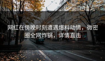 网红在傍晚时刻遭遇爆料动情，微密圈全网炸锅，详情直击