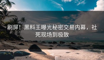 刷屏！黑料王曝光秘密交易内幕，社死现场到极致