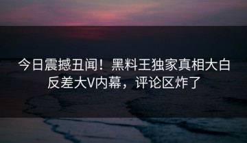今日震撼丑闻！黑料王独家真相大白反差大V内幕，评论区炸了