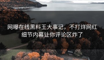 网曝在线黑料王大事记，不打烊网红细节内幕让你评论区炸了