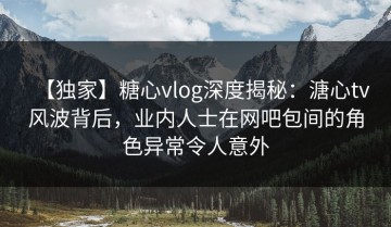 【独家】糖心vlog深度揭秘：溏心tv风波背后，业内人士在网吧包间的角色异常令人意外