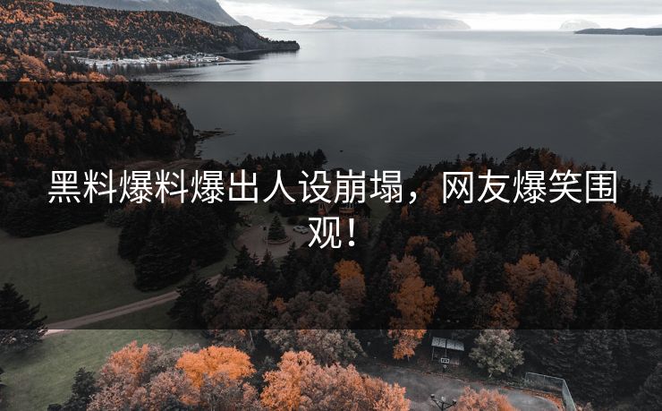 黑料爆料爆出人设崩塌，网友爆笑围观！
