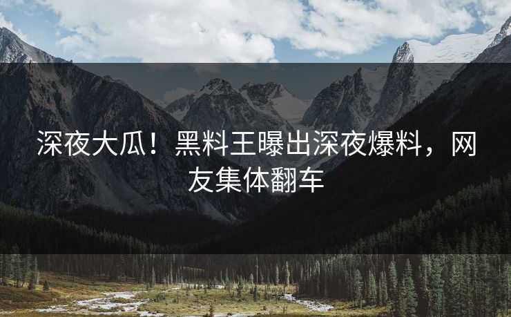 深夜大瓜！黑料王曝出深夜爆料，网友集体翻车