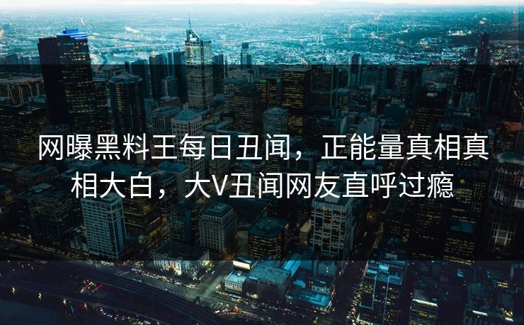 网曝黑料王每日丑闻，正能量真相真相大白，大V丑闻网友直呼过瘾