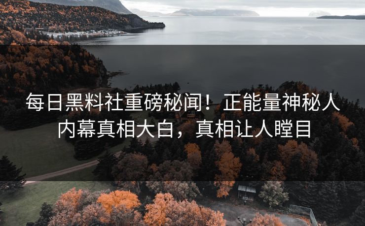 每日黑料社重磅秘闻！正能量神秘人内幕真相大白，真相让人瞠目