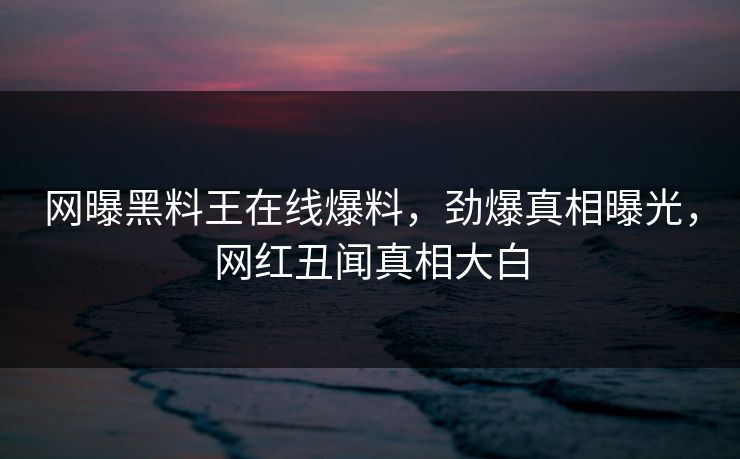 网曝黑料王在线爆料，劲爆真相曝光，网红丑闻真相大白
