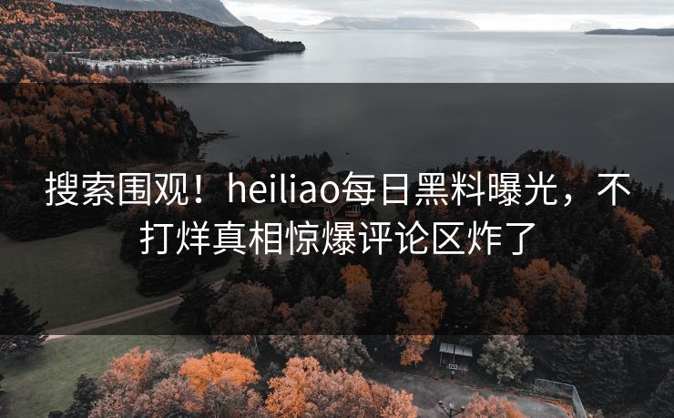 搜索围观！heiliao每日黑料曝光，不打烊真相惊爆评论区炸了
