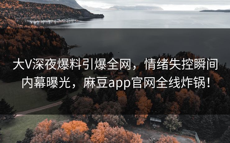 大V深夜爆料引爆全网，情绪失控瞬间内幕曝光，麻豆app官网全线炸锅！
