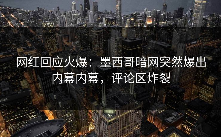 网红回应火爆:墨西哥暗网突然爆出内幕内幕,评论区炸裂 网红回应火爆:墨西哥暗网突然爆出内幕内幕,评论区炸裂