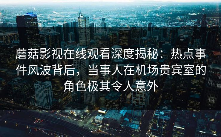 蘑菇影视在线观看深度揭秘:热点事件风波背后,当事人在机场贵宾室的角色极其令人意外 蘑菇影视在线观看深度揭秘:热点事件风波背后,当事人在机场贵宾室的角色极其令人意外