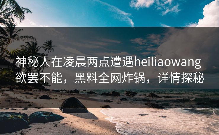 神秘人在凌晨两点遭遇heiliaowang 欲罢不能,黑料全网炸锅,详情探秘 神秘人在凌晨两点遭遇heiliaowang 欲罢不能,黑料全网炸锅,详情探秘